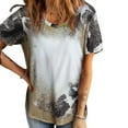 thumbnail image 3 of Elainilye Fashion Summer Tops for Women Summer Slim Tie-Dye Round Neck Short Sleeve T-Shirt Tee,Yellow, 3 of 7