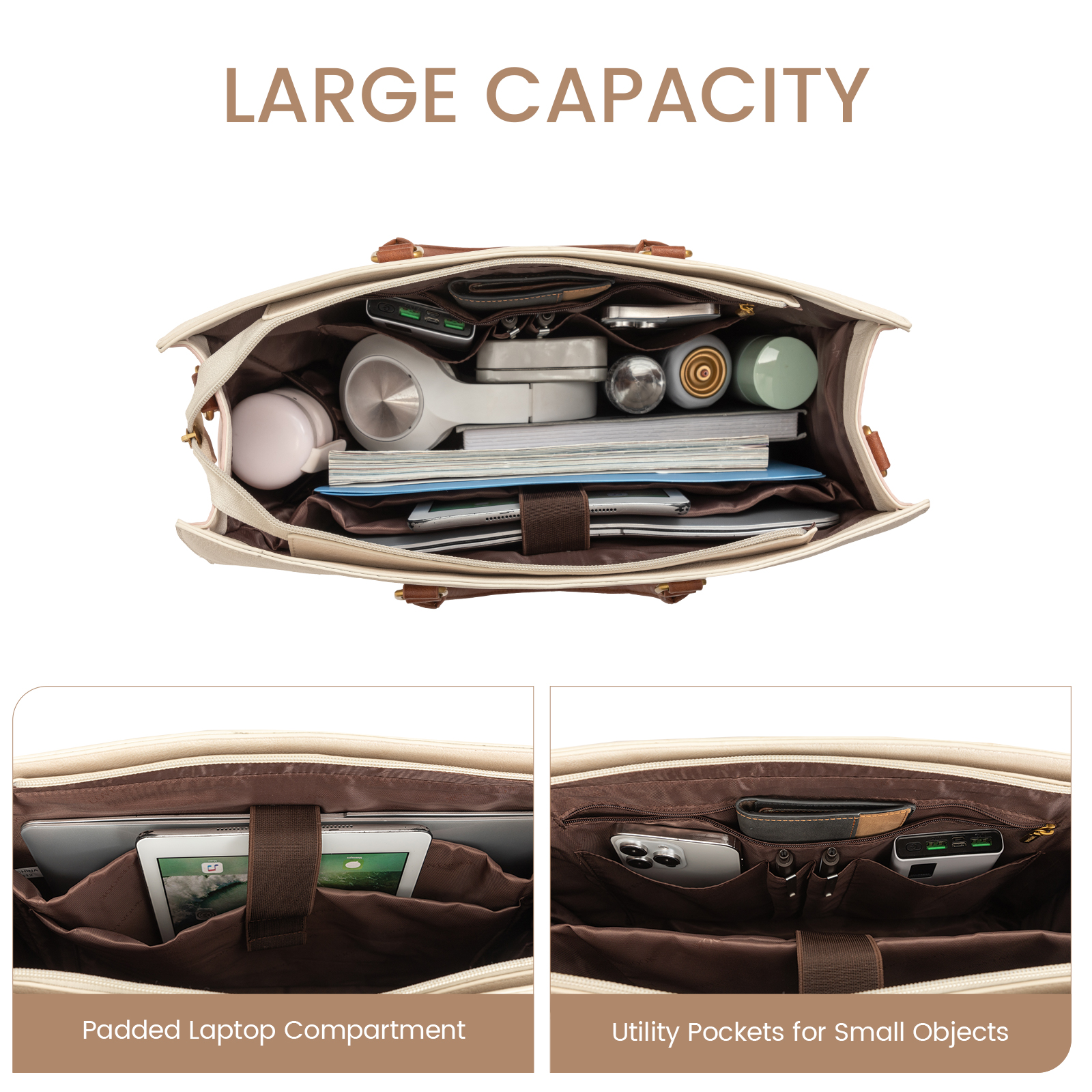 Lovevook Vintage Handbag Purses, Large Laptop Tote Bag for Women Fit 15.6 Inch Laptop, Tote Bag, Waterproof Pu Leather Work Bags for Elegance Ladies