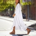 thumbnail image 3 of Casual Kaftan Dresses for Women Plus Size Cotton Linen Button Down Dresses Baggy Long Sleeve Casual Dresses White, L, 3 of 7