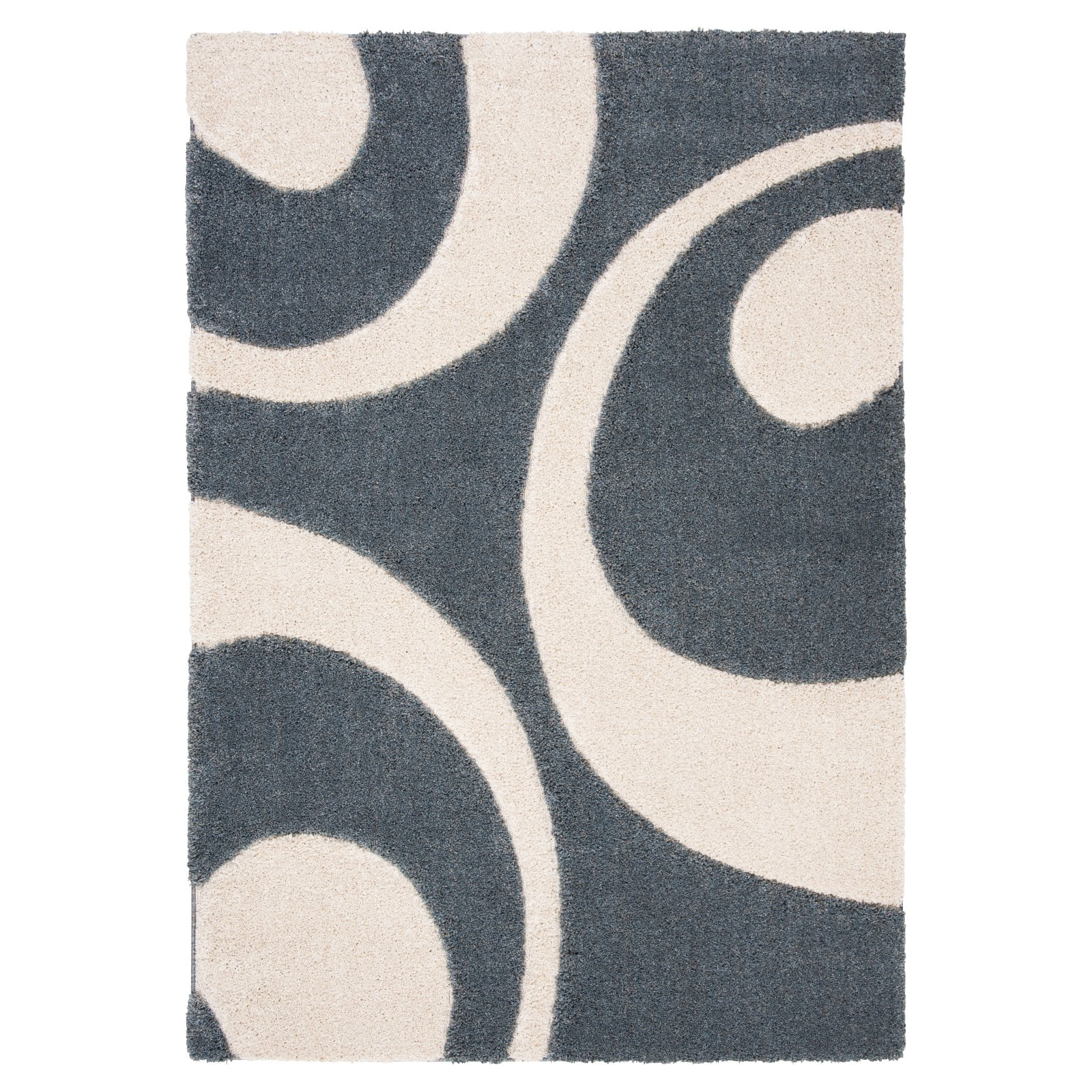 SAFAVIEH Florida Mirabelle Geometric Shag Area Rug, Slate/Ivory, 4' x 6 ...
