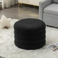 thumbnail image 4 of GZXS Modern Boucle Upholstered Storage Ottoman, 22.44" Round Footstool with Reversible Tray and Hidden Compartment, No Assembly Needed (Ivory), 4 of 6