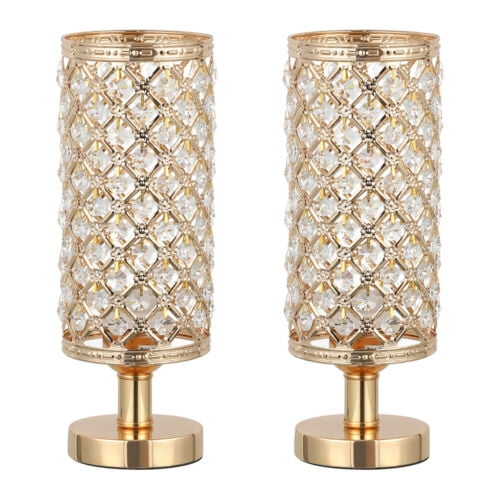 2pcs Modern Gold K9 Crystal Table Lamp Nightstand Desk Reading Lamp Decorative