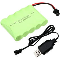 Rechargeable Battery Pack 4.8V 2400mAh Ni-MH Battery W/ SM-2P 2Pin Plug USB Charger Cable for RC Toy Replacement