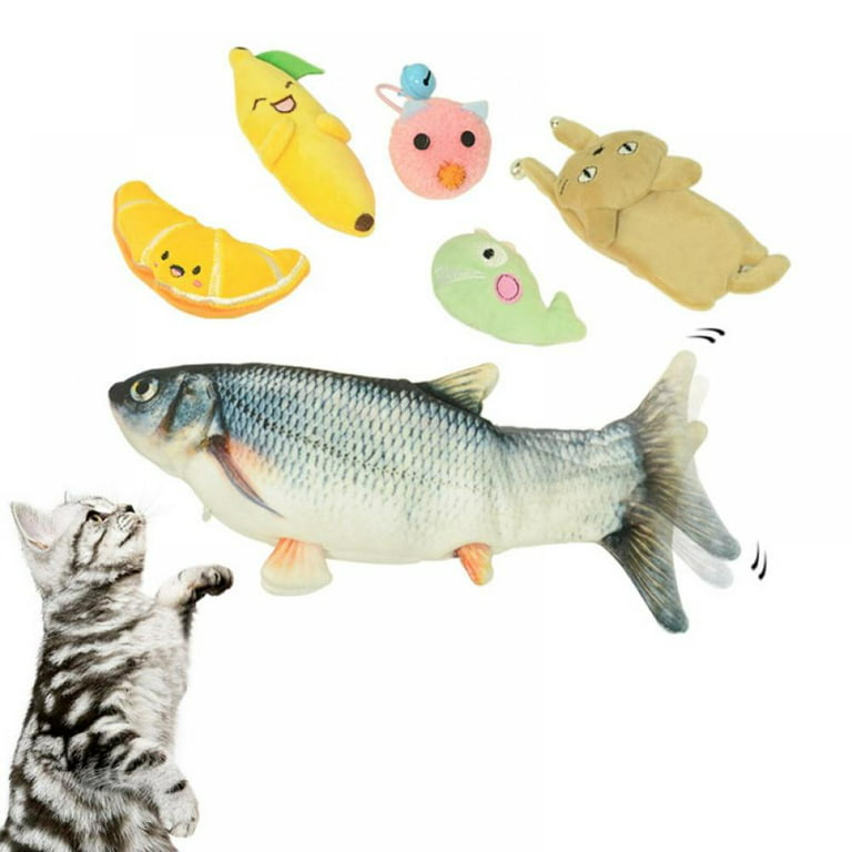 Amazing Fashion Electric Floppy Fish Cat Toy Kit, Moving Cat Kicker Fish Toy, 11 inch Realistic Flopping Fish Dog Toy, Plush Interactive Cat Toy for Indoor Cats, Fish