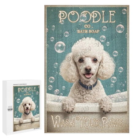 Jigsaw Puzzles 1000 Pieces for Adults Families White Poodle Dog - 1000 Piece Jigsaw Puzzle for Adults -Challenging Puzzle Perfect for Game Nights
