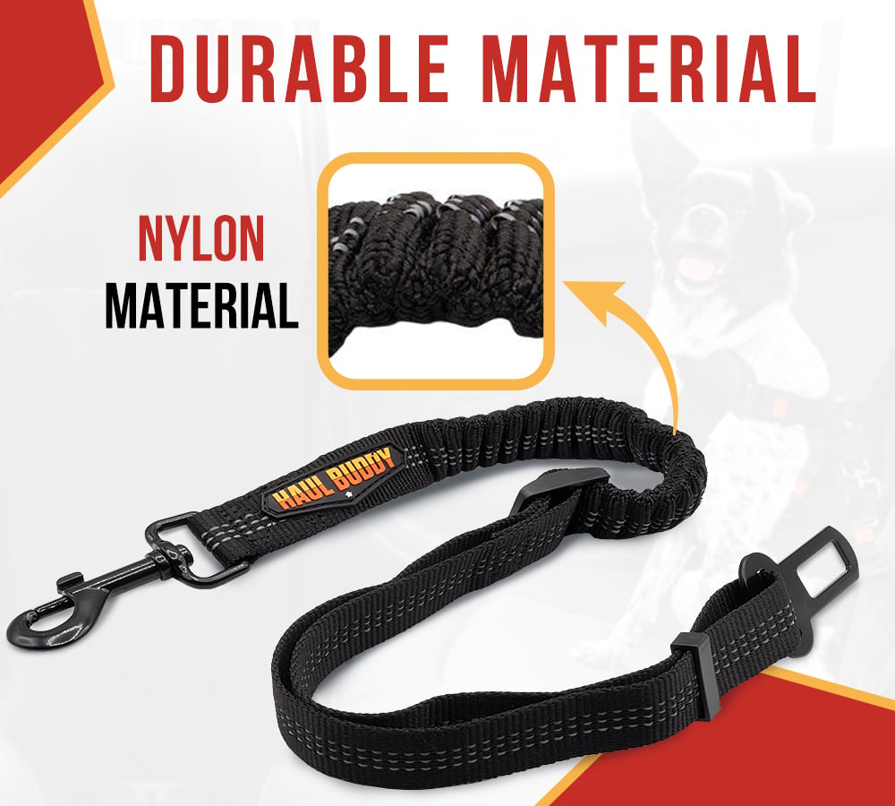 thumbnail image 3 of Nylon Dog Seat Belt for Car w/ Elastic Buffer Design and 360° Rotatable Swivel Clasp - 18-7/8" to 26" Adjustable Dog Car Harness, Essential Dog Travel Accessories - Black, 3 of 9
