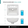 thumbnail image 3 of Porcelain Ceramic Bathroom Sink - Wall Mount Sink with Faucet Hole and Overflow - 12" x 11" Small and Sleek Sink for Bathroom (White), 3 of 9