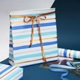 thumbnail image 3 of Striped Wrapping Paper Roll - 17 Inches X 33 Feet - Blue & Gold Stripe Design Gift Wrap Paper for Men Boys, Birthday, Father's Day, Graduation, Holiday, Party, 3 of 4