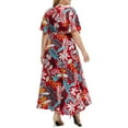 thumbnail image 3 of Eternatastic Floral Printed Wrap V-Neck Short Sleeve Split Beach Party Maxi Dress Women Plus 0XL Red, 3 of 7