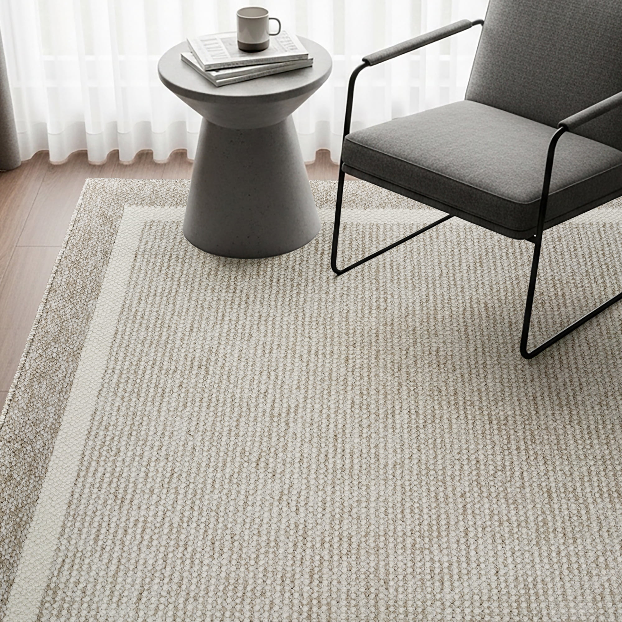 HGTV Soft Weave Mari Modern/ Contemporary Solid Color Beige Area Rug, 8x10