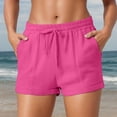 thumbnail image 3 of YMNXA Women's Summer Shorts Drawstring Elastic Waist Solid Color Wide Leg Comfortable Breathable Shorts With Pockets For Casual Daily Wear,Hot Pink,Xxl, 3 of 8
