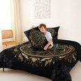thumbnail image 4 of Manfei Vintage Black Gold Stars Full Size Comforter Sets,Bohemian Flowers Bedding Comforter Set,Black Reversible,3-Piece,1 Comforter and 2 Pillowcases, 4 of 7