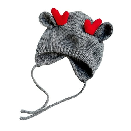 

JHLZHS Unisex Toddler Hat Girls Boys Knit Fall Winter Children Cute Deer Warm Outwear for Babys Cap Grey 501