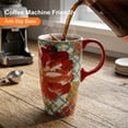 thumbnail image 3 of Topadorn Watercolor Red Flower Ceramic Travel Mug, 17oz, Turquoise Lattice Background, Spill-Resistant Lid, Microwave/Dishwasher/Oven Safe, 3 of 7