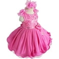 thumbnail image 4 of Jenniferwu Newborn Little Girl's Pageant Party Birthday Dress Sequins lace Fabric Dress G190-2 Deep Pink 12-18M, 4 of 6