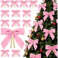 thumbnail image 1 of 30 Nœuds Rouges pour Arbres de Noël, Nœuds en Velours Rouge, Nœuds en Ruban de Velours vintage de Noël, Décorations des Fêtes, Convenant aux Décorations de Noël, Ornements des Fêtes, Emballage Cadeau et Mariages.,Rose, 1 of 7