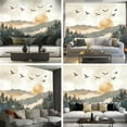 thumbnail image 6 of Peel and Stick Wallpaper Canvas Mountain Tree Mountains Forest Sun Birds Clouds Mixed Media Collage Modern Art Wall Mural Decor Self Adhesive and Removable 69in x 98in, 6 of 6