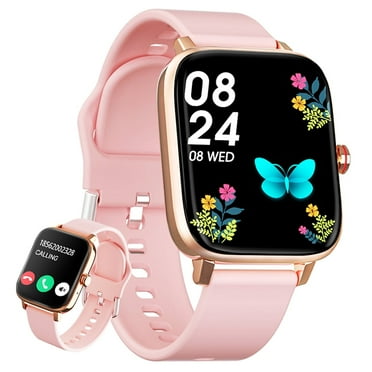LRSE Smartwatch for Women, 1.69“ Smartwatch for Android/iPhone, Make/Receive Calls/Message Alerts/IP67 Waterproof Outdoor Fitness Tracker Smartwatch (Gold/Pink)