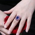 thumbnail image 3 of Oval Cut Lab-Created Blue Sapphire and Pink Topaz, Pink Sapphire, Moissanite Engagement Wedding Ring in 925 Sterling Silver for Her – Elegant and Vibrant Jewelry, 3 of 6