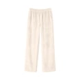 thumbnail image 6 of Ohufall Fleece Pajama Pants for Women Stretchy Wide Leg Sleep Pant Pockets Comfortable Solid Color Home Lounge Pants, 6 of 7