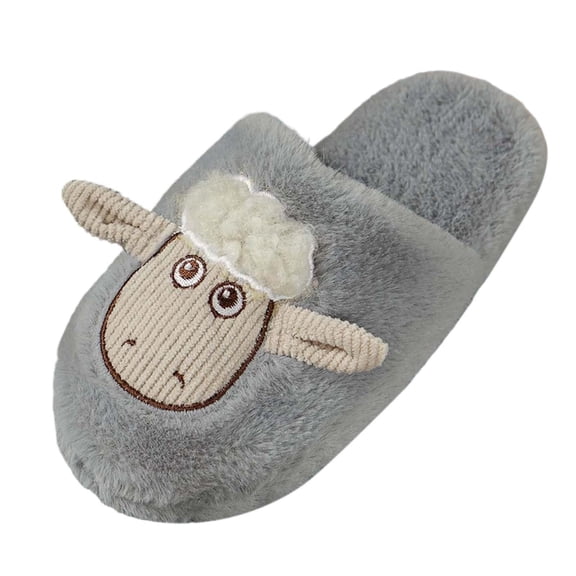 Bibifish Womens Plush Slippers OneβStrap Flat Sole Cartoon Fall Winter Warm House Slippers Indoor Plush Fleece Fuzzy Slippers