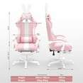 thumbnail image 3 of SOONTRANS Pink Gaming Chair, Girl High Back Gamer Chair with Footrest for Adult , Reclining Adjustable Game Office Chairs Massage Pillows, 3 of 9