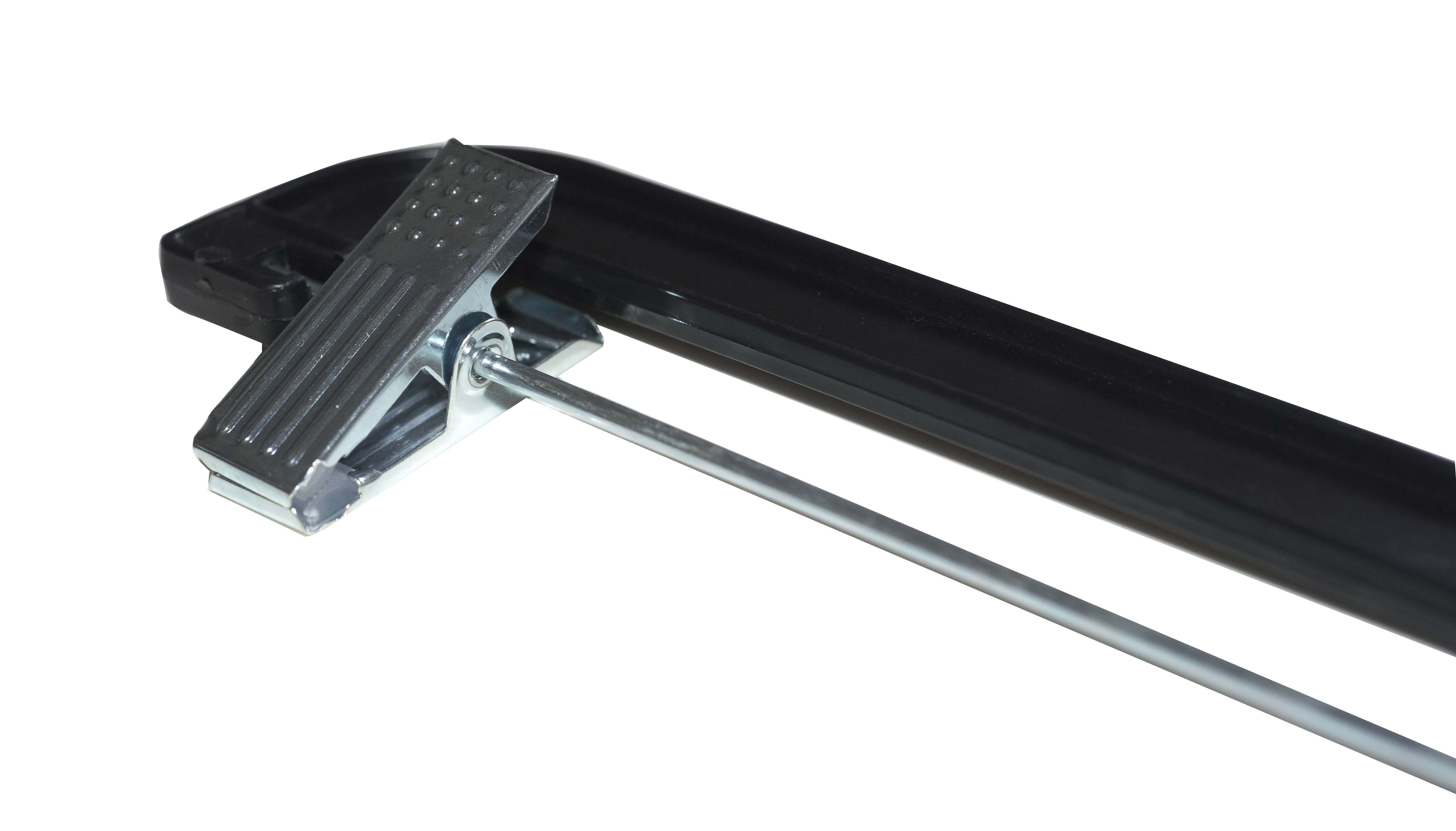 NAHANCO #2600RCLH 14"Black Heavy Weight Plastic Skirt/Pant Hangers With Long Hook and Chrome Clips (Pack of 100)
