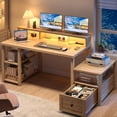 thumbnail image 7 of Romorgniz 60" Office Desk Computer Desk with Drawers & 4 Open Storage Shelves Executive Desk with Power Outlets & LED Light Home Office Desk with Monitor Stand for Working Writing,Gray, 7 of 7