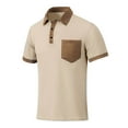 thumbnail image 4 of Fnnxeal Mens Summer Polo Shirts, Solid Casual Shirt Big and Tall Colleaed Tees Button Men’s Short Sleeve Polo Shirt Khaki T-Shirts 2XL, 4 of 8