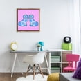 thumbnail image 2 of Stupell Industries Funky Dogs Blue & Pink Animals Painting Brown Floater Framed Canvas Art Print Wall Art, 25 x 25, 2 of 9