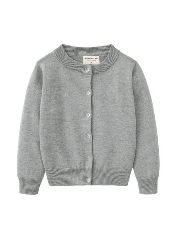 Girls School Uniform Long Sleeve Knit Cardigan Sweater