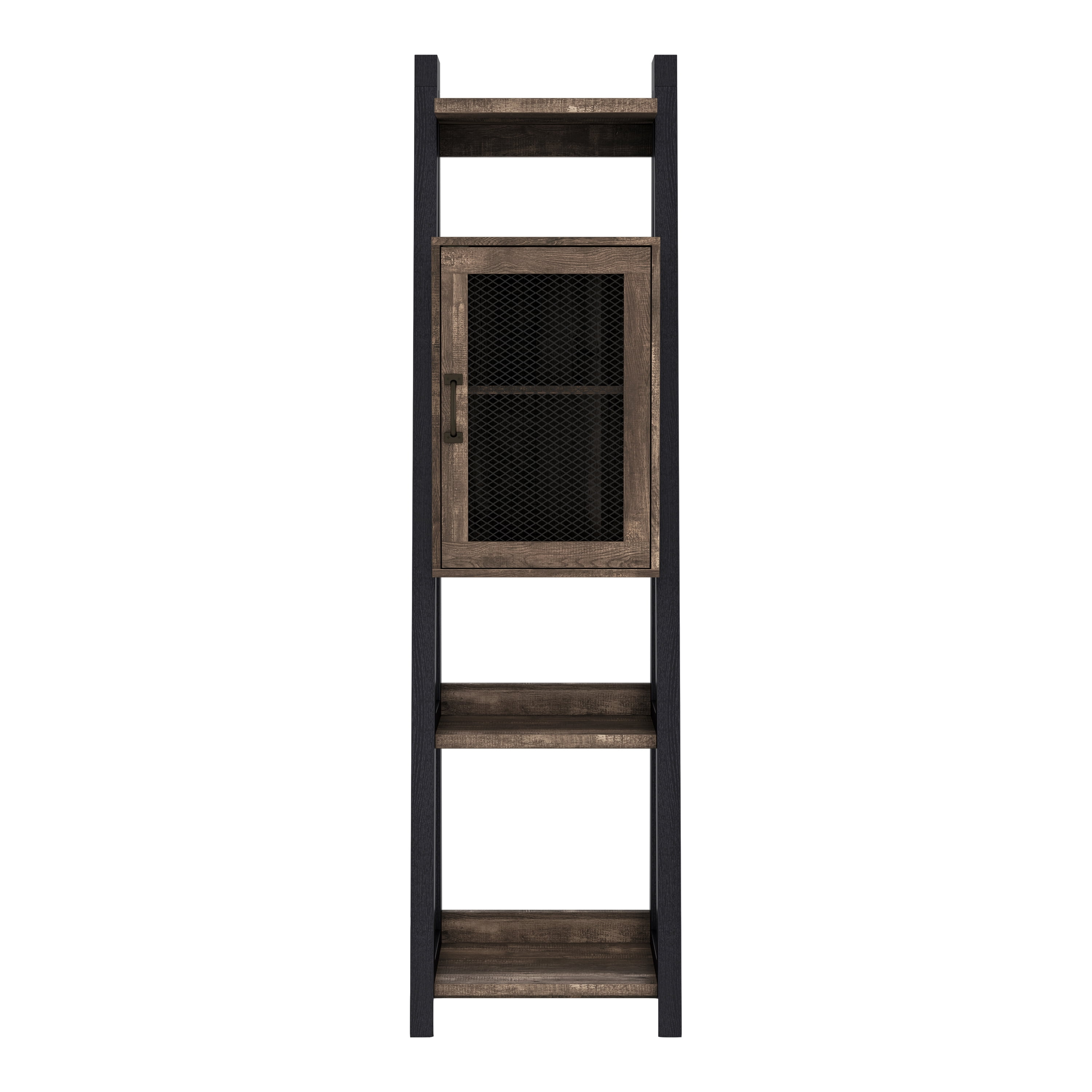 Furniture of America Zala Adjustable Shelf Wood Reclaimed Oak Tower Cabinet