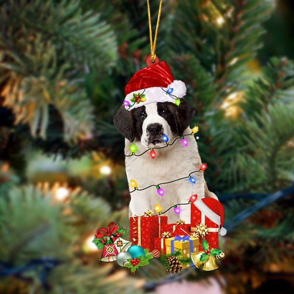 Acrylic 2D Saint Bernard-Dog Be Christmas Tree Hanging Ornament