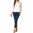 thumbnail image 2 of Allegra K Women's Halloween Costume Mesh Sheer Long Sleeve Blouse Turn Down Collar Keyhole Peplum Top, 2 of 6