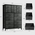 GIKPAL Sturdy 18Drawer Bedroom Dresser in Black Tall Fabric Dresser