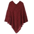 thumbnail image 6 of Summer Clearance Sale! Pitauce Cover Up for Women Solid Color Hollow Out V Neck Crochet Poncho Knitting Cape Asymmetric Hem Shawl Versatile Wrap Tops, 6 of 7