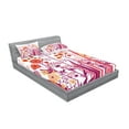 thumbnail image 2 of Ambesonne Flower Fitted Sheet & Pillow Sham Set, Pink Florals Leaves Buds, Queen, Pale Pink Orange, 2 of 2