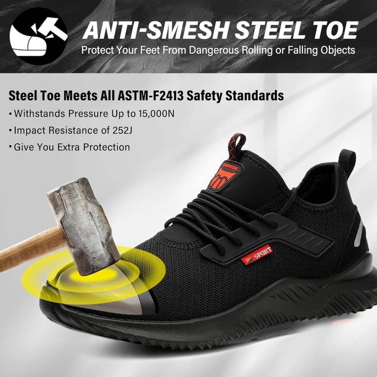 Steel Toe Sneakers for Men - Breathable Mesh Safety Shoes  display picture 2