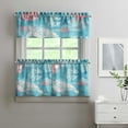 thumbnail image 2 of Kitchen Curtains 24 Inch Short - 3 Panel Set, Hawaiian Sea Turtle Ocean Design, Tropical Underwater Marine Life Print, Rod Pocket Window Curtain, Easy Wash, 2 of 6