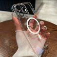 thumbnail image 2 of Luxury Shockproof Transparent Silicone Cover Magsafe Wireless Case Camera Lens Protection for iPhone 15 14 13 12 11 Pro Max For iPhone 14 Pro CHINA, 2 of 5