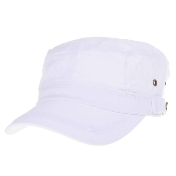 WITHMOONS Cadet Cap Cotton Vintage Distressed Washed Hat AC4426 (White)
