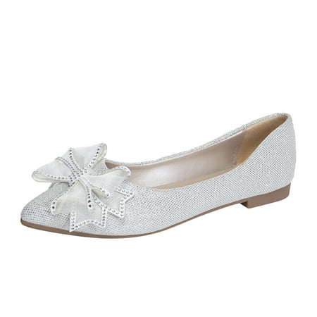 

nsendm Women Slip on Shoes Casual Size 8 On Casual Shoes Fashion Leisure Outdoor Shoes Casual Womens Shoes Jean Look Silver 8.5