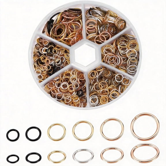 970 Pcs Multicolour Metal Jump Rings Small Crafts Jump Jewelry Connectors Assorted Size Connector Rings Open O for Keychain Making Jewelry Findings