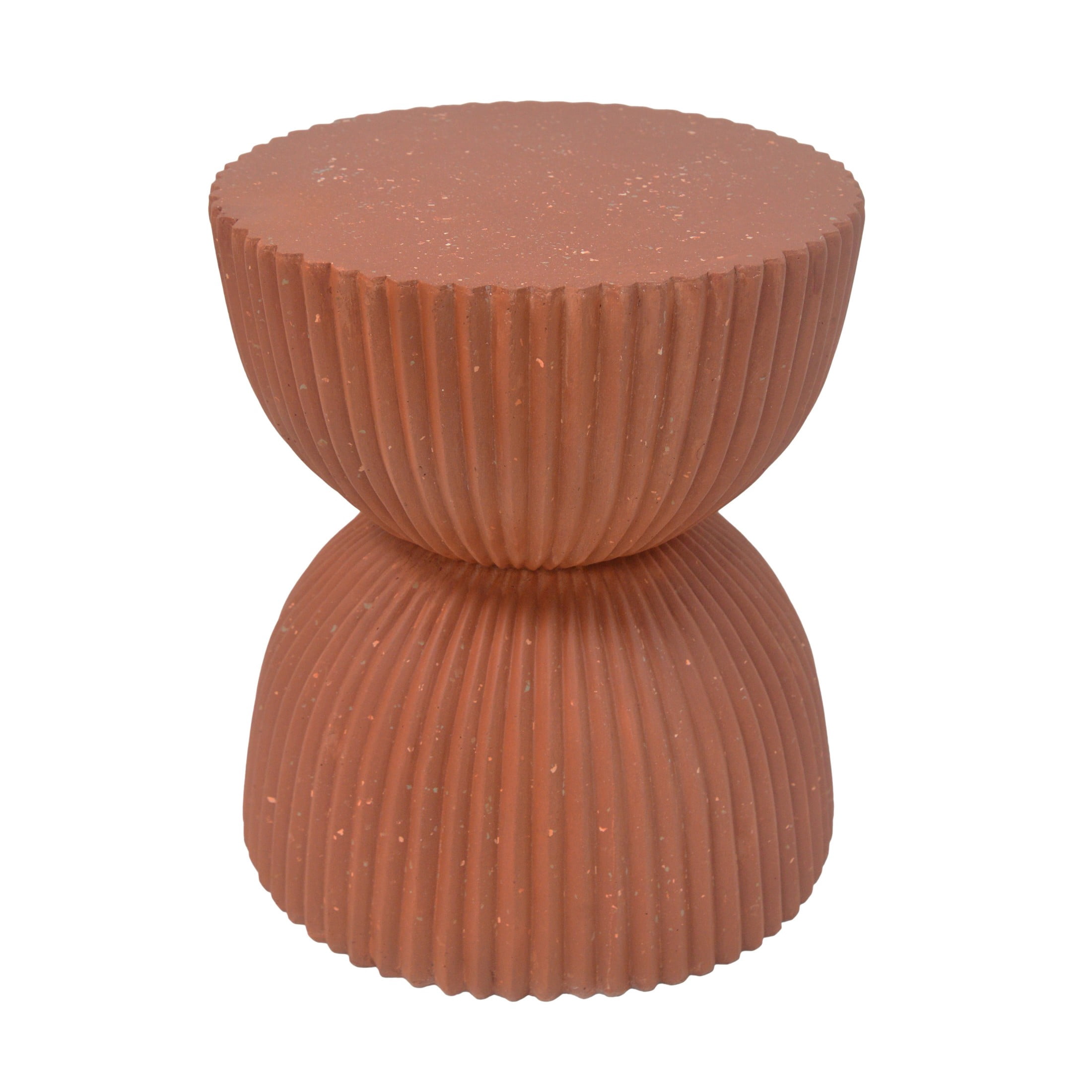 Christopher Knight Home 15.37" Modern Ribbed Hourglass MGO Side Table, Outdoor Indoor Use, Terracotta