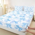 thumbnail image 3 of Feelyou Cute Princess Bow Twin Sheet Sets for Kids, Blue Checkered Buffalo Twin Fitted Sheet, Cartoon Love Heart Flat Sheet, Luxury Bedroom Decor, 3-Piece, 3 of 7
