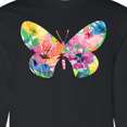 thumbnail image 4 of Inktastic Butterfly Shape with Colorful Flowers Long Sleeve T-Shirt, 4 of 5