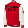 thumbnail image 3 of Men's G-III Sports by Carl Banks  Red Chicago Bulls Moneyball Wool & Leather Full-Snap Varsity Jacket, 3 of 3
