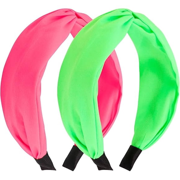wonima44 Aprince Neon Accessories 80s 90s Fluorescent Headband for Women Hot Pink Green Knotted Headbands Hair Accessories for Women Girls