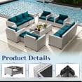 thumbnail image 4 of KIGOTY 7 Piece Outdoor Patio Furniture, Wicker Rattan Outdoor Conversation Set Sectional Sofas for Backyard, Garden, Gray-White Rattan-Peacock Blue, 4 of 7