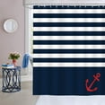 thumbnail image 2 of Nautical Stripe Shower Curtain Anchor Navy Blue Decorative Bath Curtain 72 x 72 Inch Polyester Fabric Waterproof Bathroom Curtain with 12 Hooks, 2 of 6
